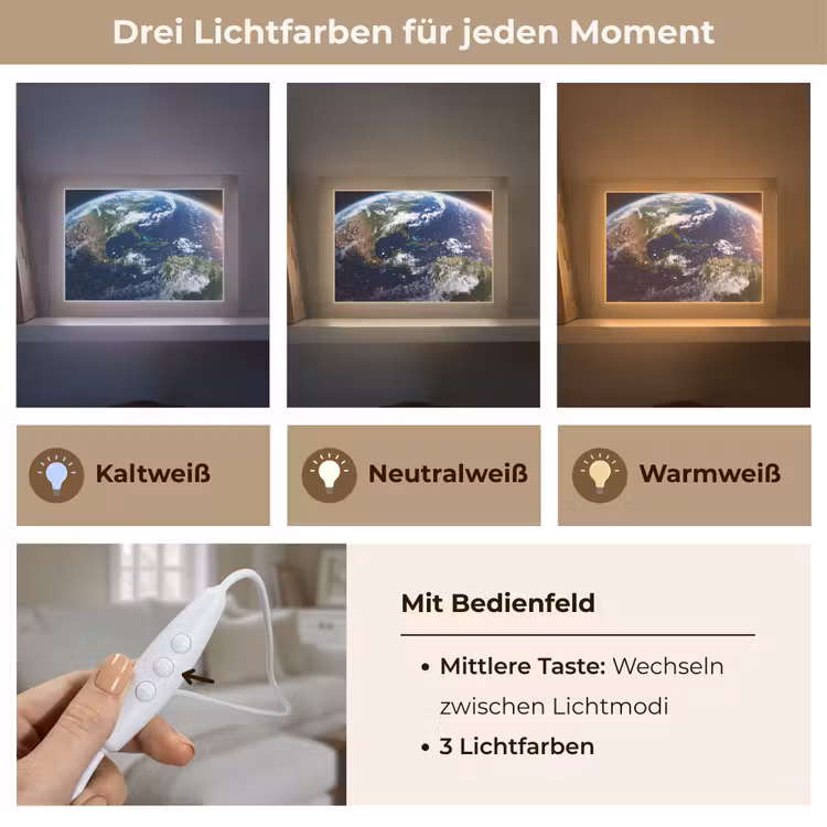 Lightbox - Wandleuchte - Planet – Weltraum – Kosmos - Planeet - Ruimte - Kosmos Light Box met kabel (Wandlamp) klein