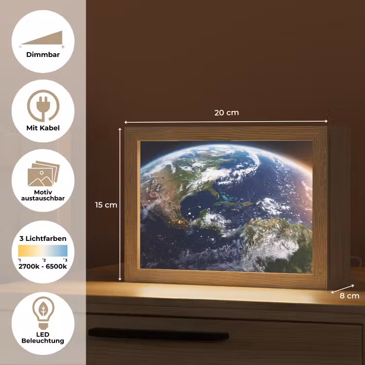 Lightbox - Wandleuchte - Planet – Weltraum – Kosmos - Planeet - Ruimte - Kosmos Light Box met kabel (Wandlamp) klein