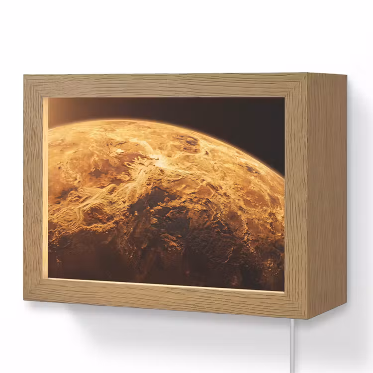 Lightbox - Wandleuchte - Planet – Weltraum – Orange - Planeet - Ruimte - Oranje Light Box met kabel (Wandlamp) klein