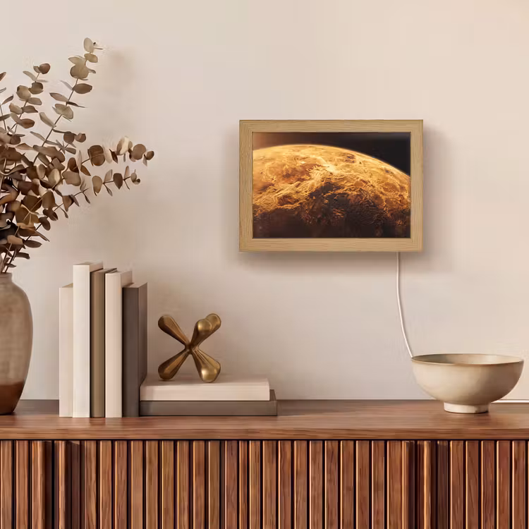 Lightbox - Wandleuchte - Planet – Weltraum – Orange - Planeet - Ruimte - Oranje Light Box met kabel (Wandlamp) klein