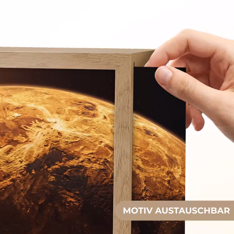 Lightbox - Wandleuchte - Planet – Weltraum – Orange - Planeet - Ruimte - Oranje Light Box met kabel (Wandlamp) klein