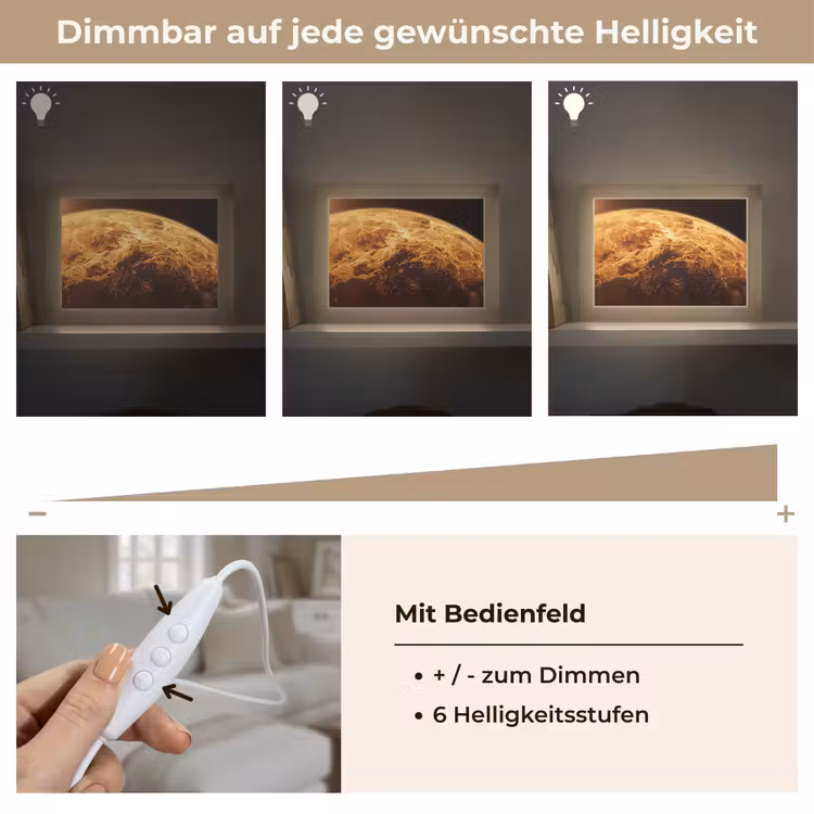 Lightbox - Wandleuchte - Planet – Weltraum – Orange - Planeet - Ruimte - Oranje Light Box met kabel (Wandlamp) klein