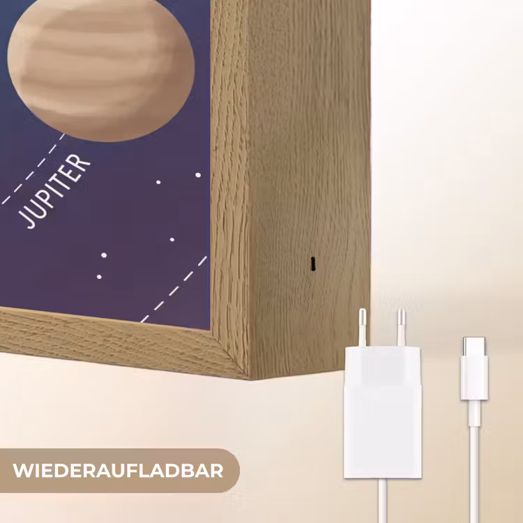 Planetenstelsel - Ruimte - Illustratie Light Box met batterij (Wandlamp) middel -USP_websiteoplaadbaarDE