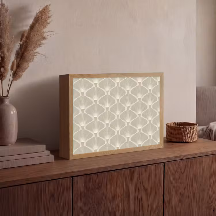 Paneel - Ginkgo - Zand Light Box met batterij (Wandlamp) middel 907 -sfeer2