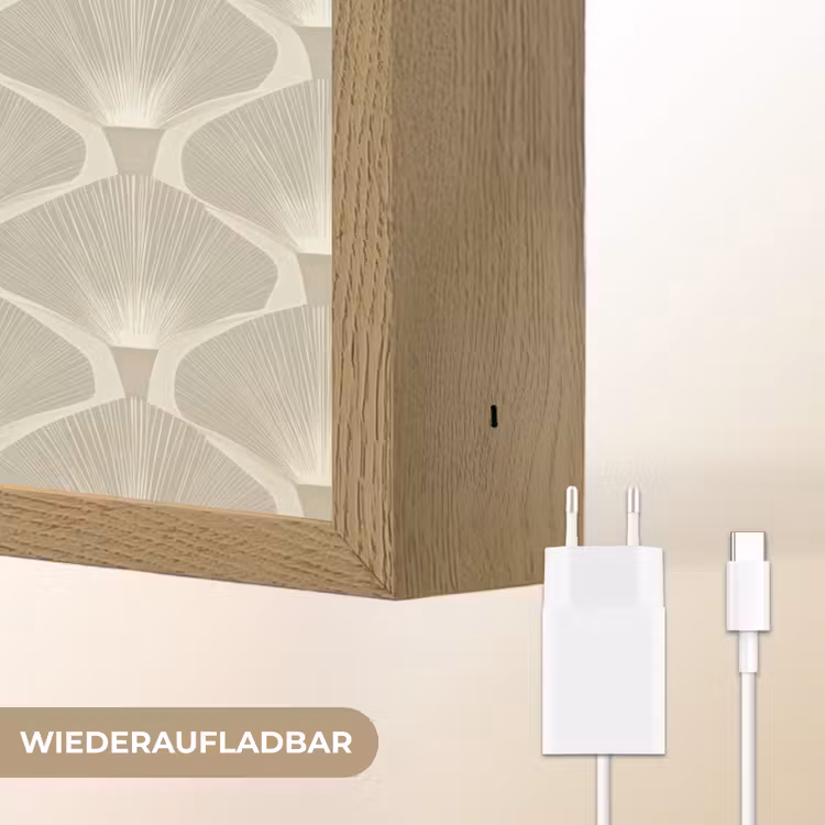 Paneel - Ginkgo - Zand Light Box met batterij (Wandlamp) middel 907 -USP_websiteoplaadbaarDE
