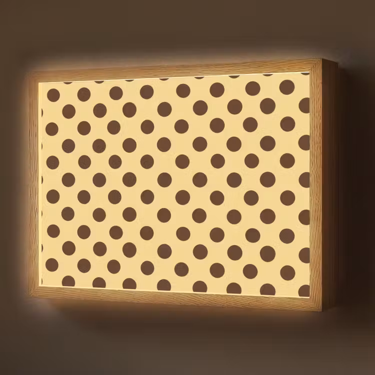 Polka Dot - Stippen - Retro - Geel - Bruin Light Box met batterij (Wandlamp) middel 907 -z3d_website