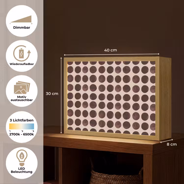 Stippen - Patroon - Bruin Light Box met batterij (Wandlamp) middel 907 -USP_websiteoverzichtDE