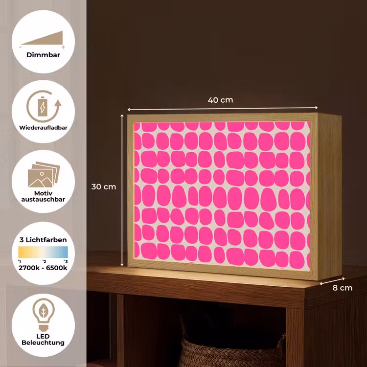 Stippen - Patroon - Roze Light Box met batterij (Wandlamp) middel 907 -USP_websiteoverzichtDE