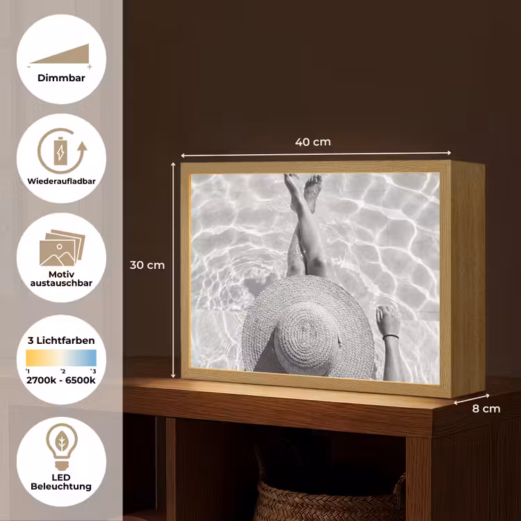 Zwembad - Hoed - Water - Zwart - Wit - Zomers Light Box met batterij (Wandlamp) middel -USP_websiteoverzichtDE