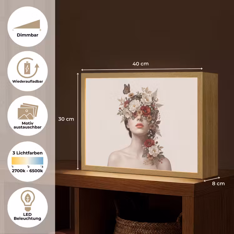 Portret - Bloemen - Cremé Light Box met batterij (Wandlamp) middel -USP_websiteoverzichtDE
