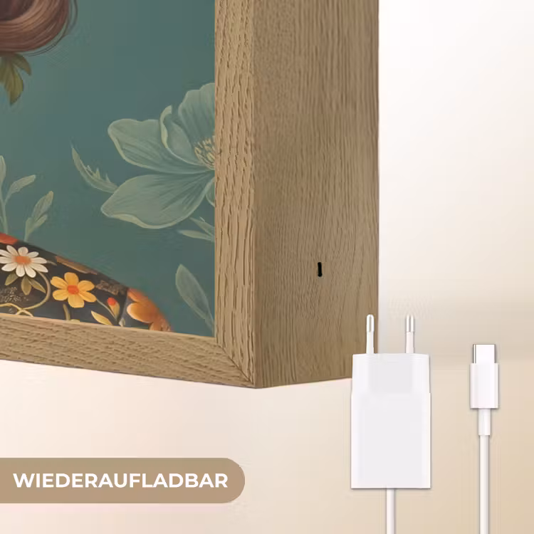 Portret - Vrouw - Kleurrijk - Expressief Light Box met batterij (Wandlamp) middel -USP_websiteoplaadbaarDE