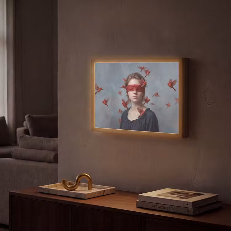Portret - Krachtig - Rood Light Box met batterij (Wandlamp) middel -sfeer1