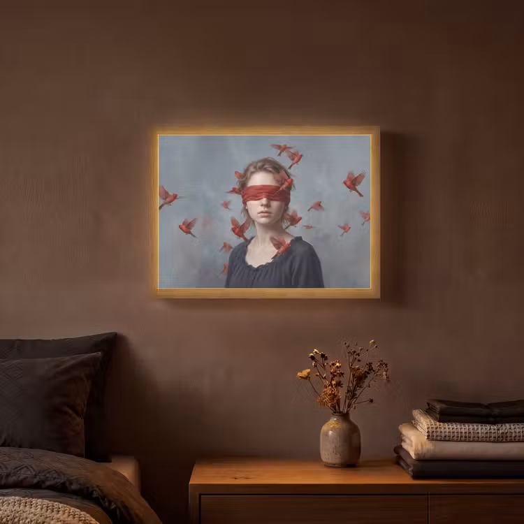 Portret - Krachtig - Rood Light Box met batterij (Wandlamp) middel -sfeer4