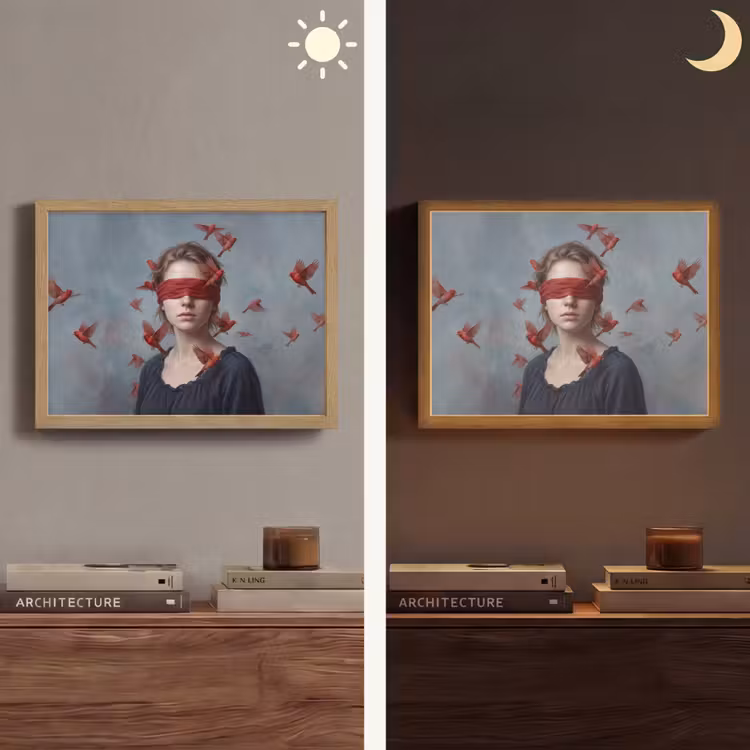 Portret - Krachtig - Rood Light Box met batterij (Wandlamp) middel -sfeer3