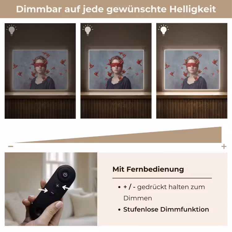 Portret - Krachtig - Rood Light Box met batterij (Wandlamp) middel -USP_dimbaarDE
