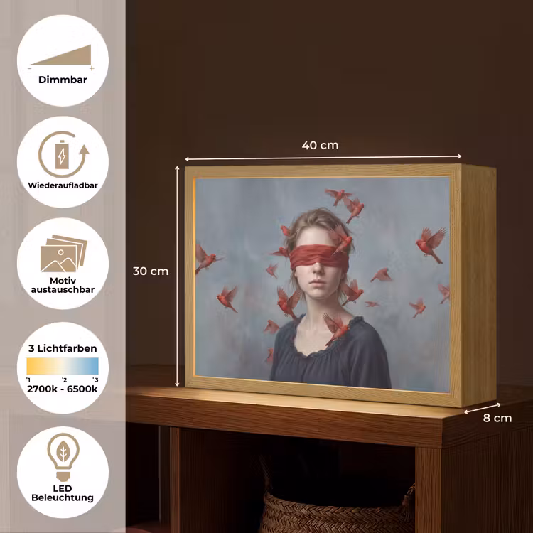 Portret - Krachtig - Rood Light Box met batterij (Wandlamp) middel -USP_websiteoverzichtDE