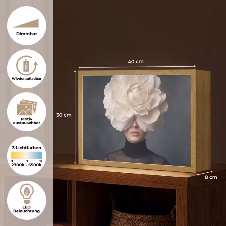 Portret - Mysterieus - Wit Light Box met batterij (Wandlamp) middel -USP_websiteoverzichtDE