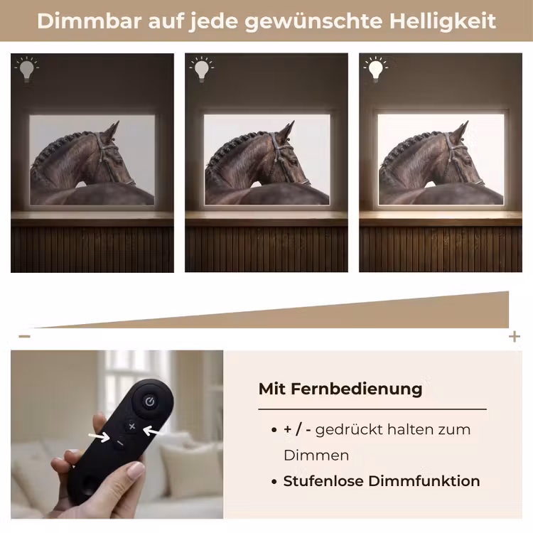Portret - Paard - Elegant Light Box met batterij (Wandlamp) middel -USP_dimbaarDE