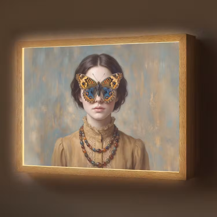 Portret - Vlinder - Kleurrijk Light Box met batterij (Wandlamp) middel -z3d_website