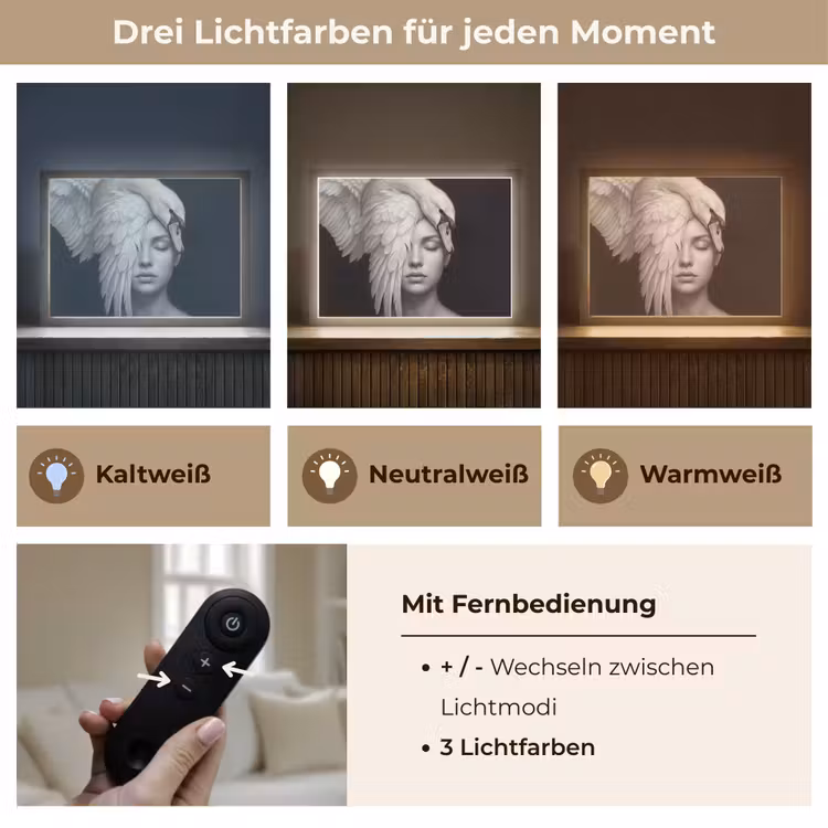 Portret - Zwaan - Zwart - Wit Light Box met batterij (Wandlamp) middel -USP_lichtkleurDE