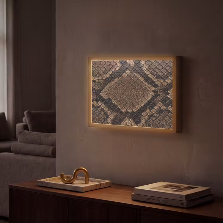Python - Schubben - Brons Light Box met batterij (Wandlamp) middel -sfeer1