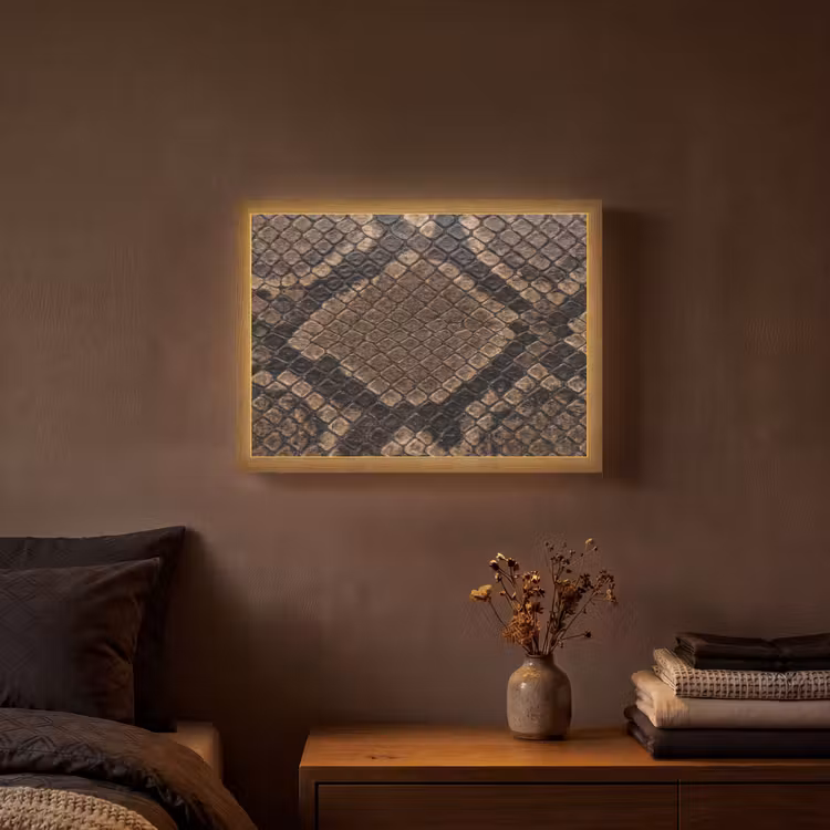 Python - Schubben - Brons Light Box met batterij (Wandlamp) middel -sfeer4