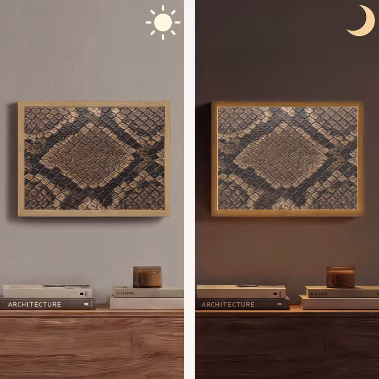Python - Schubben - Brons Light Box met batterij (Wandlamp) middel -sfeer3