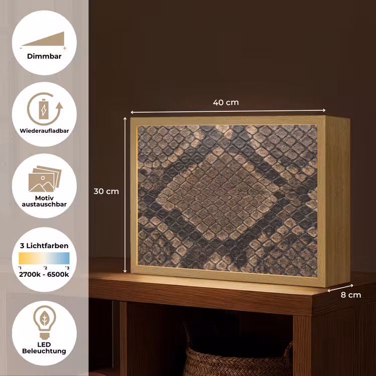 Python - Schubben - Brons Light Box met batterij (Wandlamp) middel -USP_websiteoverzichtDE