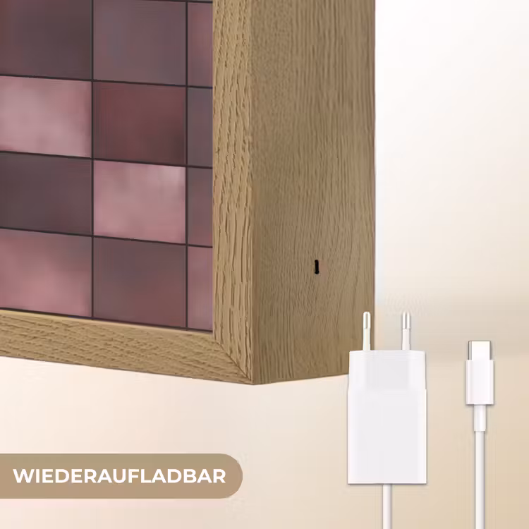 Vierkant - Tegel - Patroon - Paars Light Box met batterij (Wandlamp) middel 907 -USP_websiteoplaadbaarDE