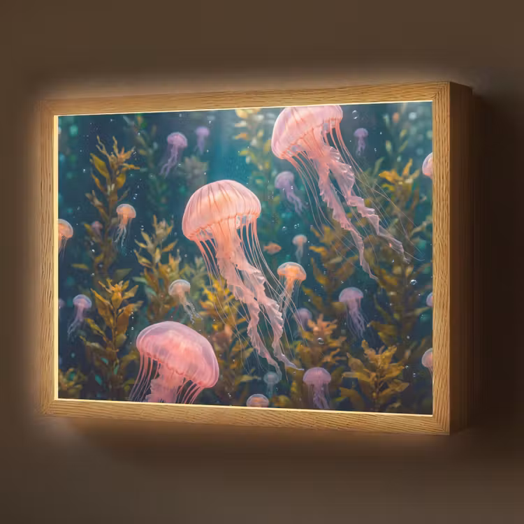 Kwal - Roze - Onderwater - Zeeleven - Dieren Light Box met batterij (Wandlamp) middel -z3d_website