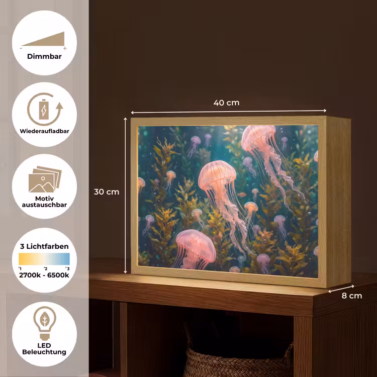 Kwal - Roze - Onderwater - Zeeleven - Dieren Light Box met batterij (Wandlamp) middel -USP_websiteoverzichtDE