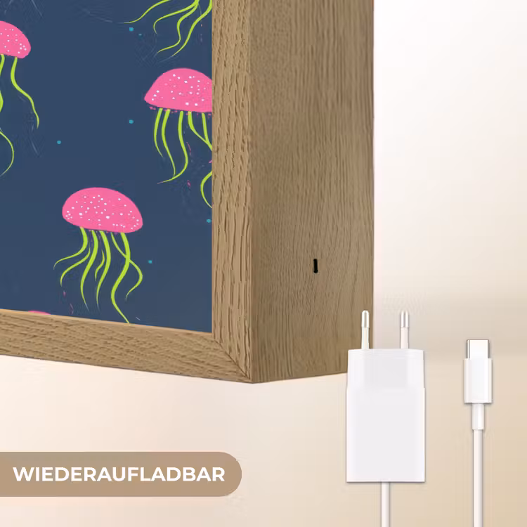 Kwallen - Diepzee - Neon Light Box met batterij (Wandlamp) middel 907 -USP_websiteoplaadbaarDE