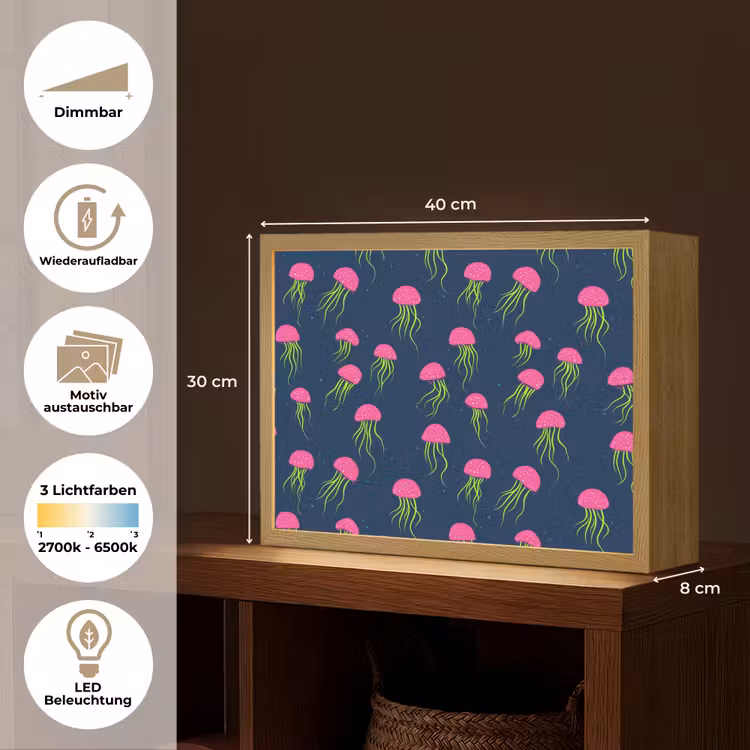 Kwallen - Diepzee - Neon Light Box met batterij (Wandlamp) middel 907 -USP_websiteoverzichtDE