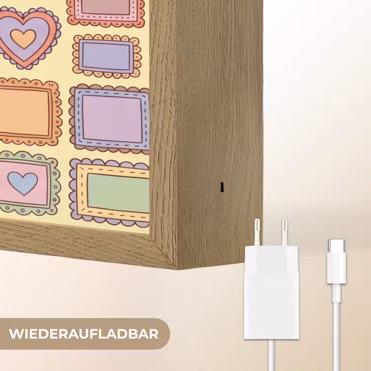 Lijst - Patroon - Hart - Speels - Kleurrijk Light Box met batterij (Wandlamp) middel -USP_websiteoplaadbaarDE