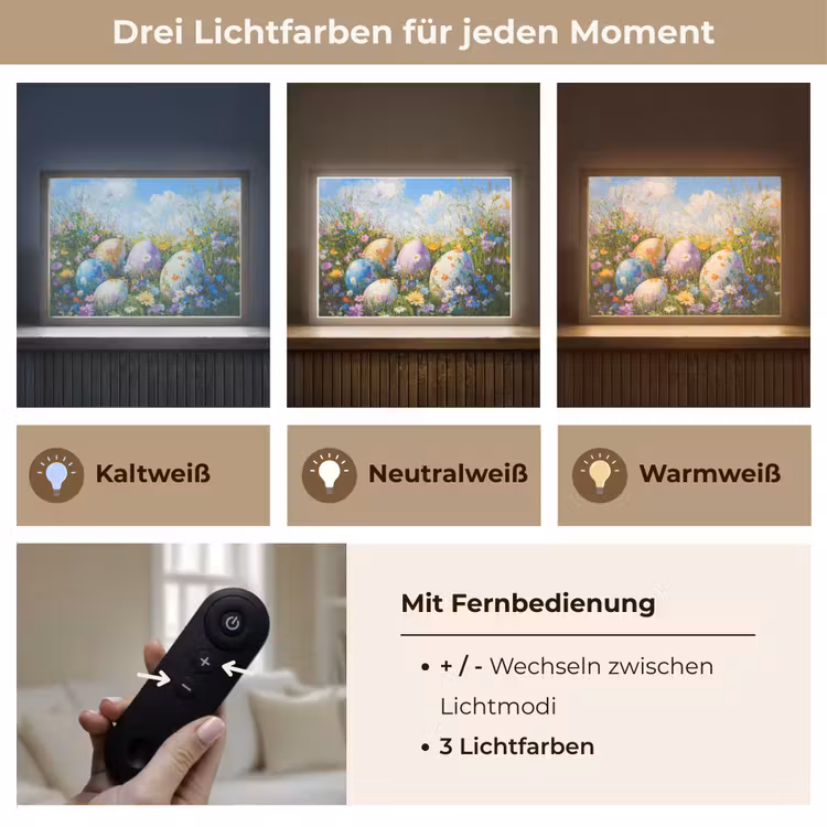 Grasveld - Eieren - Bloemen Light Box met batterij (Wandlamp) middel -USP_lichtkleurDE