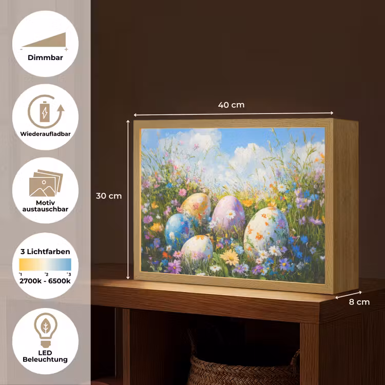 Grasveld - Eieren - Bloemen Light Box met batterij (Wandlamp) middel -USP_websiteoverzichtDE