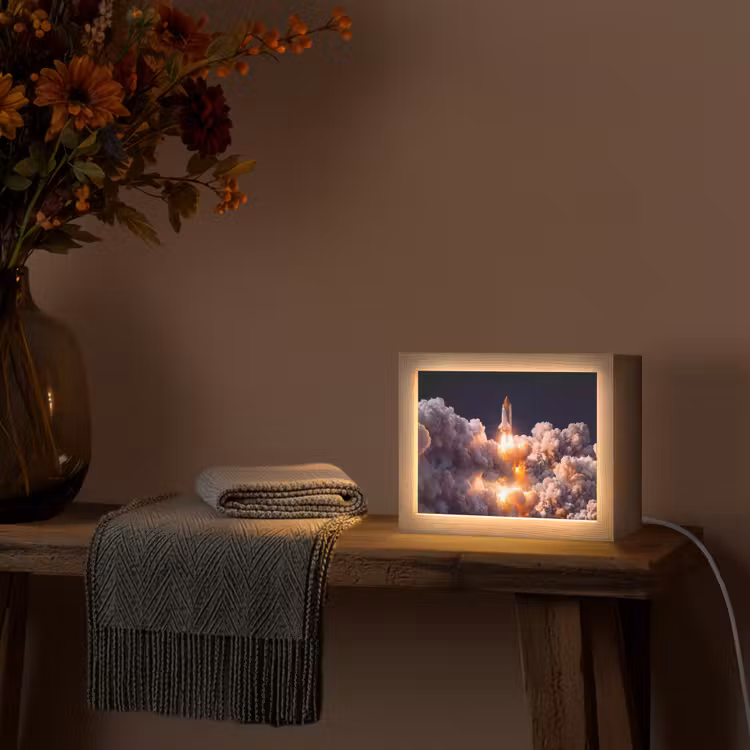 Lightbox - Wandleuchte - Raumfahrzeug – Start – Sterne - Ruimtevaartuig - Lancering - Sterren Light Box met kabel (Wandlamp) klein