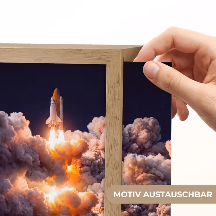 Lightbox - Wandleuchte - Raumfahrzeug – Start – Sterne - Ruimtevaartuig - Lancering - Sterren Light Box met kabel (Wandlamp) klein