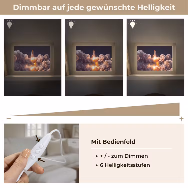Lightbox - Wandleuchte - Raumfahrzeug – Start – Sterne - Ruimtevaartuig - Lancering - Sterren Light Box met kabel (Wandlamp) klein