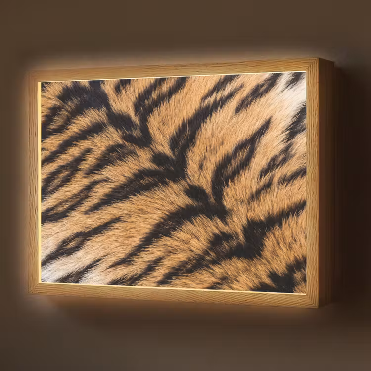 Realistisch - Tijgervacht - Zwart Light Box met batterij (Wandlamp) middel -z3d_website