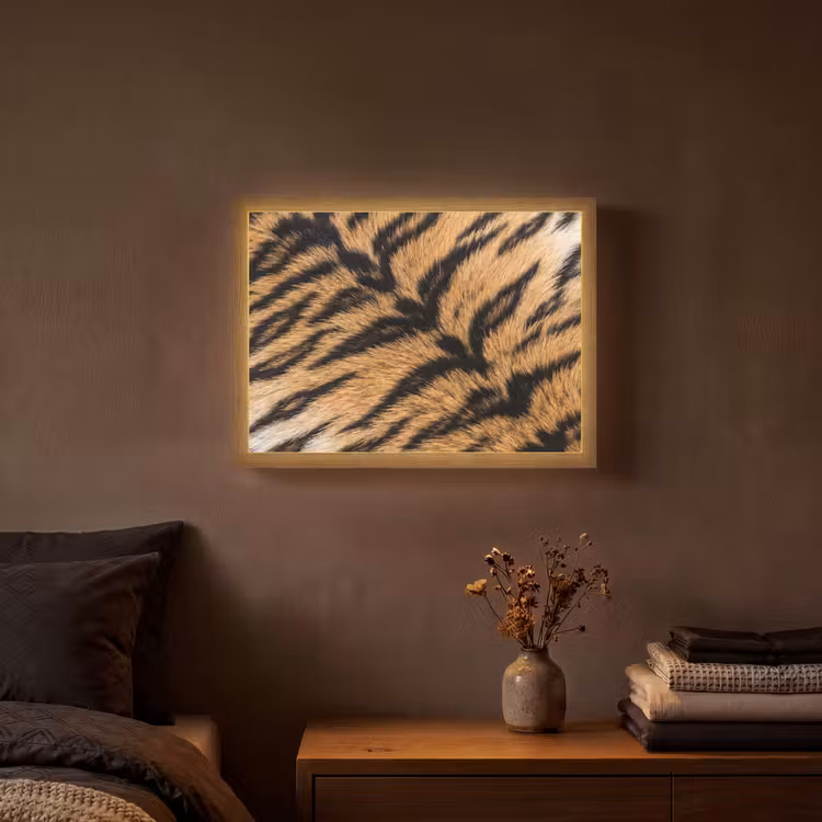 Realistisch - Tijgervacht - Zwart Light Box met batterij (Wandlamp) middel -sfeer4