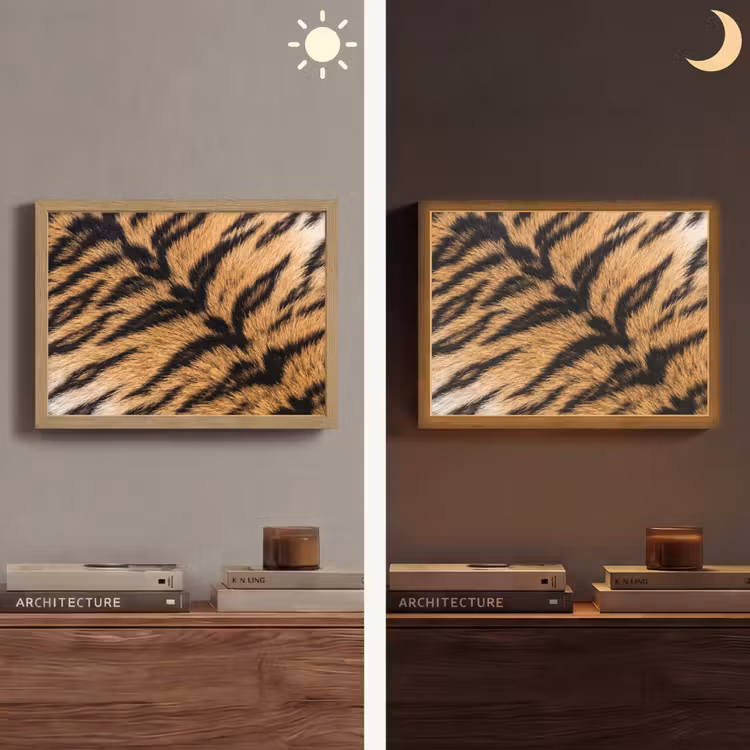 Realistisch - Tijgervacht - Zwart Light Box met batterij (Wandlamp) middel -sfeer3