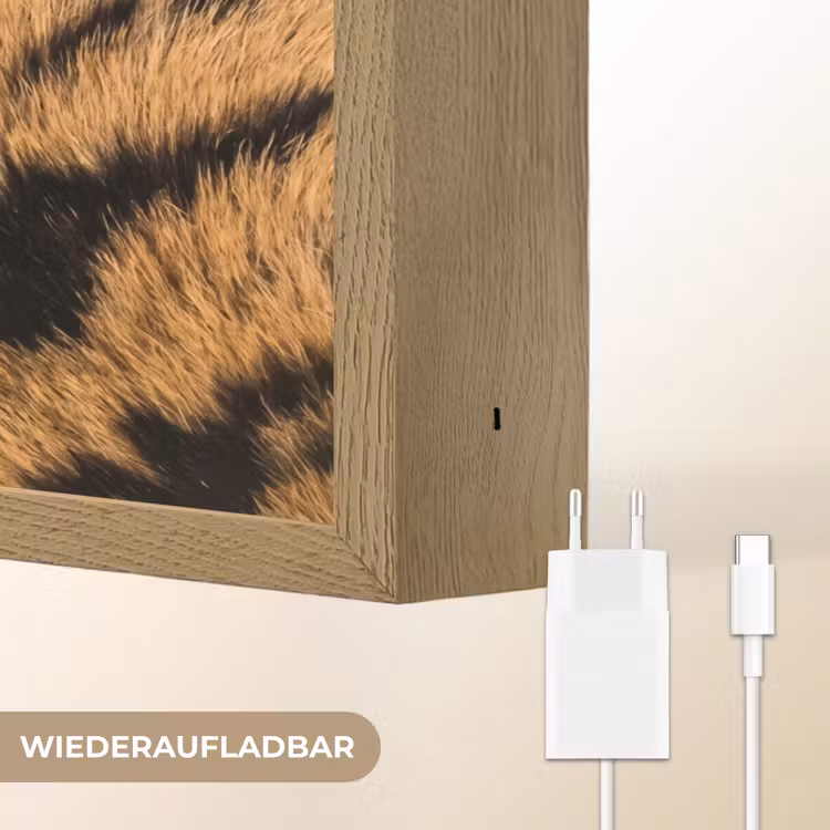 Realistisch - Tijgervacht - Zwart Light Box met batterij (Wandlamp) middel -USP_websiteoplaadbaarDE