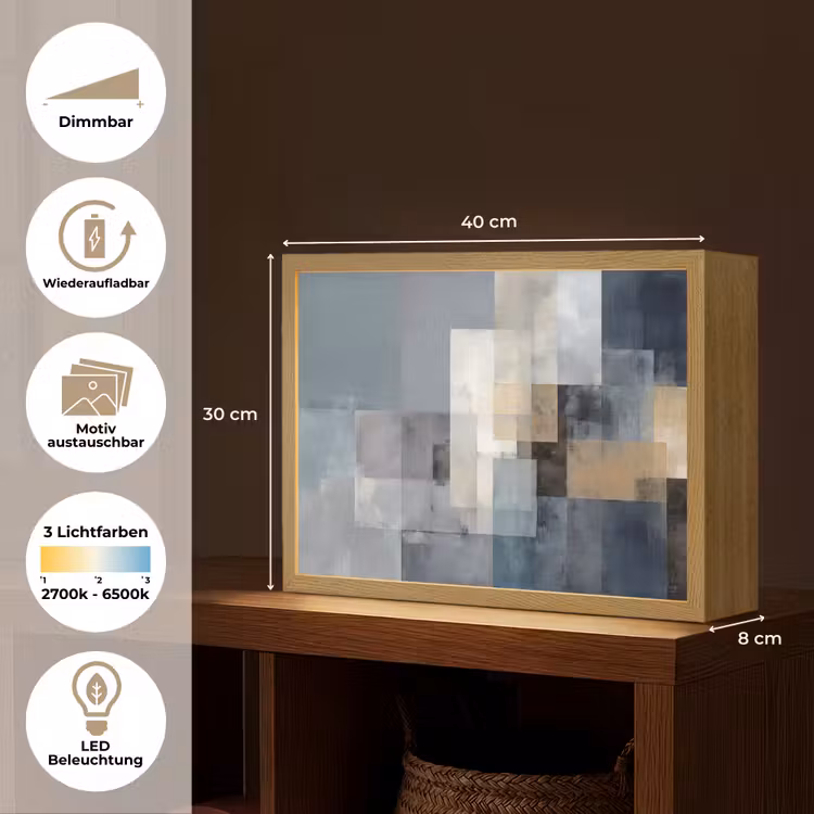 Rechthoeken - Abstract - Blauw Light Box met batterij (Wandlamp) middel -USP_websiteoverzichtDE