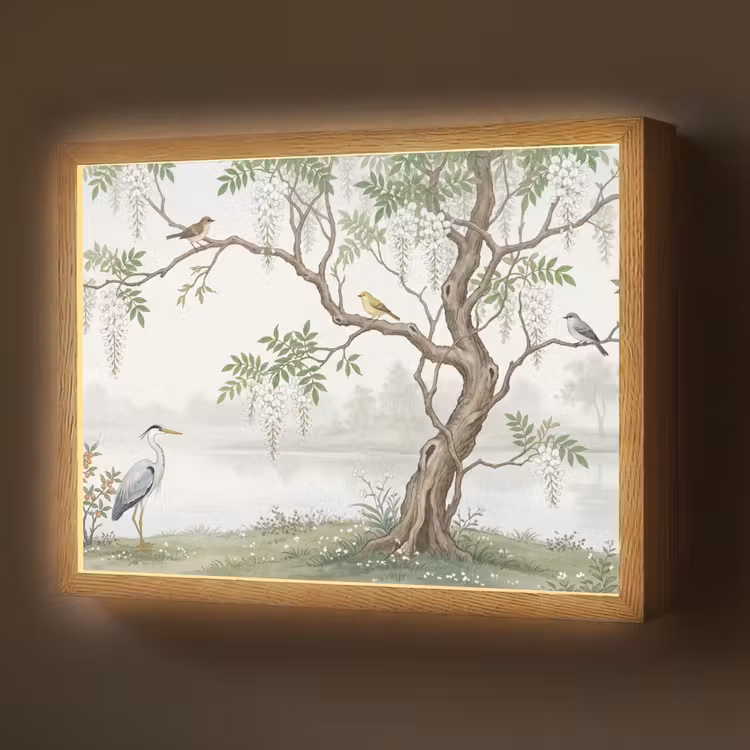 Reiger - Landschap - Groen Light Box met batterij (Wandlamp) middel -z3d_website