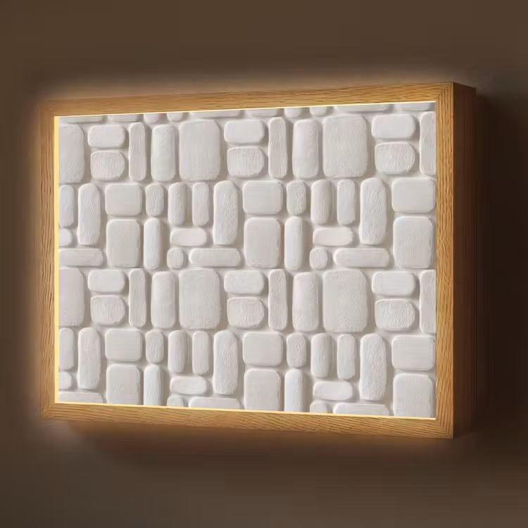 Reliëf - Structuur - Wit Light Box met batterij (Wandlamp) middel 907 -z3d_website