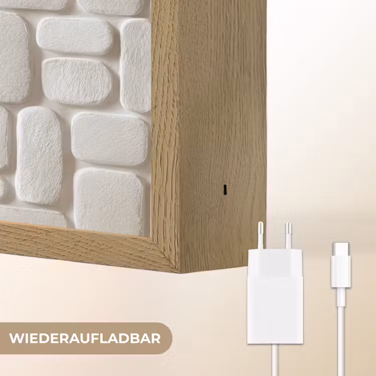 Reliëf - Structuur - Wit Light Box met batterij (Wandlamp) middel 907 -USP_websiteoplaadbaarDE