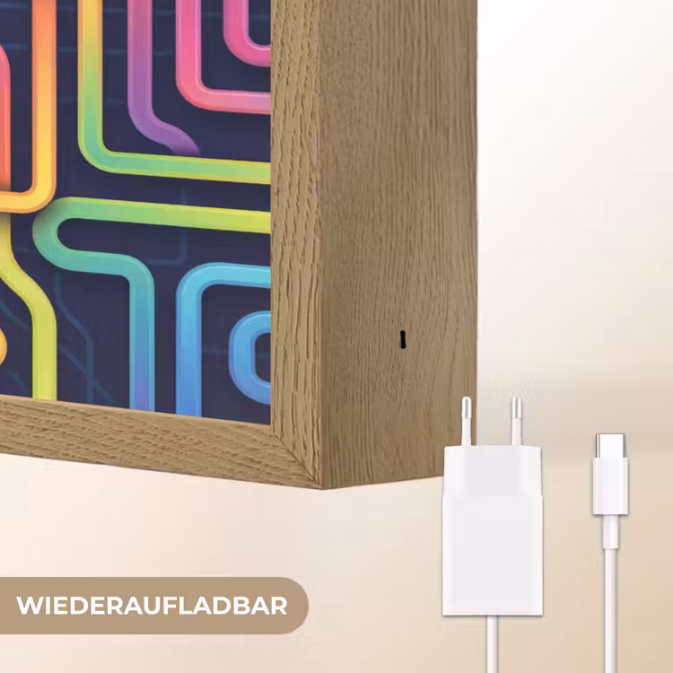 Retro - Abstract - Neon Light Box met batterij (Wandlamp) middel -USP_websiteoplaadbaarDE