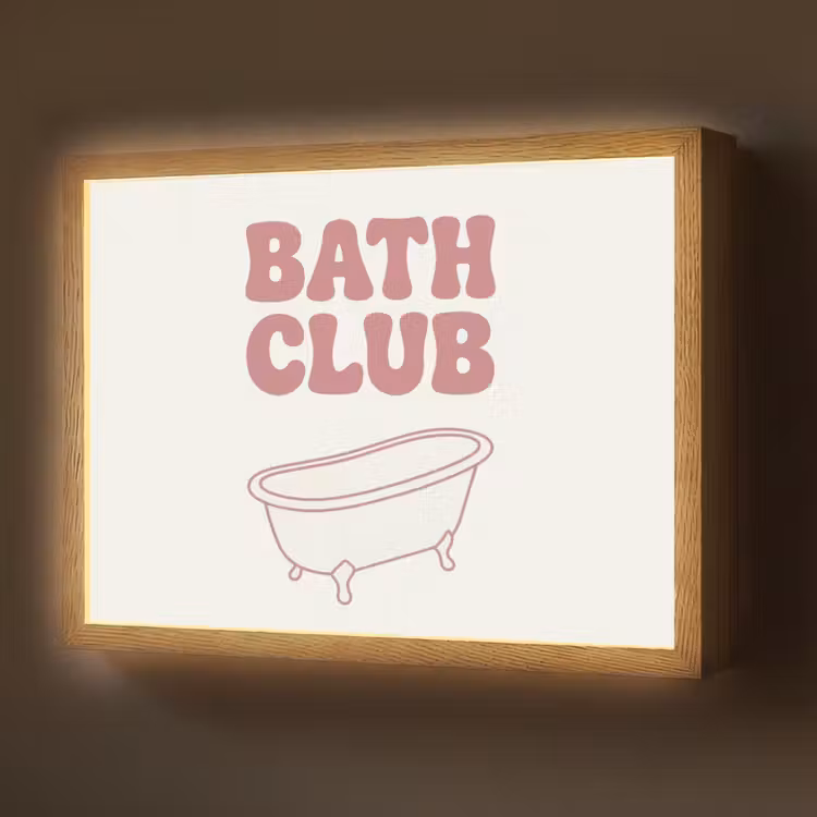 Retro - Bad - Roze Light Box met batterij (Wandlamp) middel -z3d_website