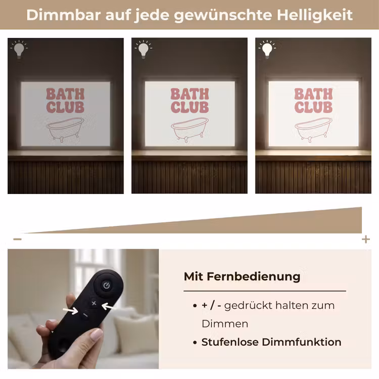 Retro - Bad - Roze Light Box met batterij (Wandlamp) middel -USP_dimbaarDE